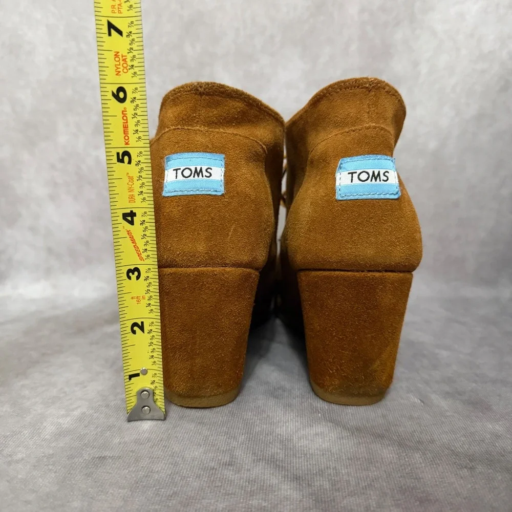 TOMS Desert Wedge Booties Womens Size 10 Brown‎ Suede Lace Up Chukka Ankle Boots